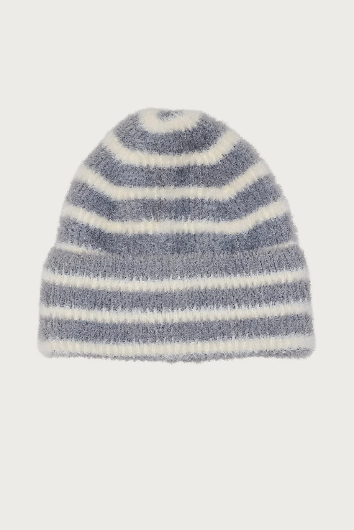 Striped Fuzzy Knit Beanie - Image 2