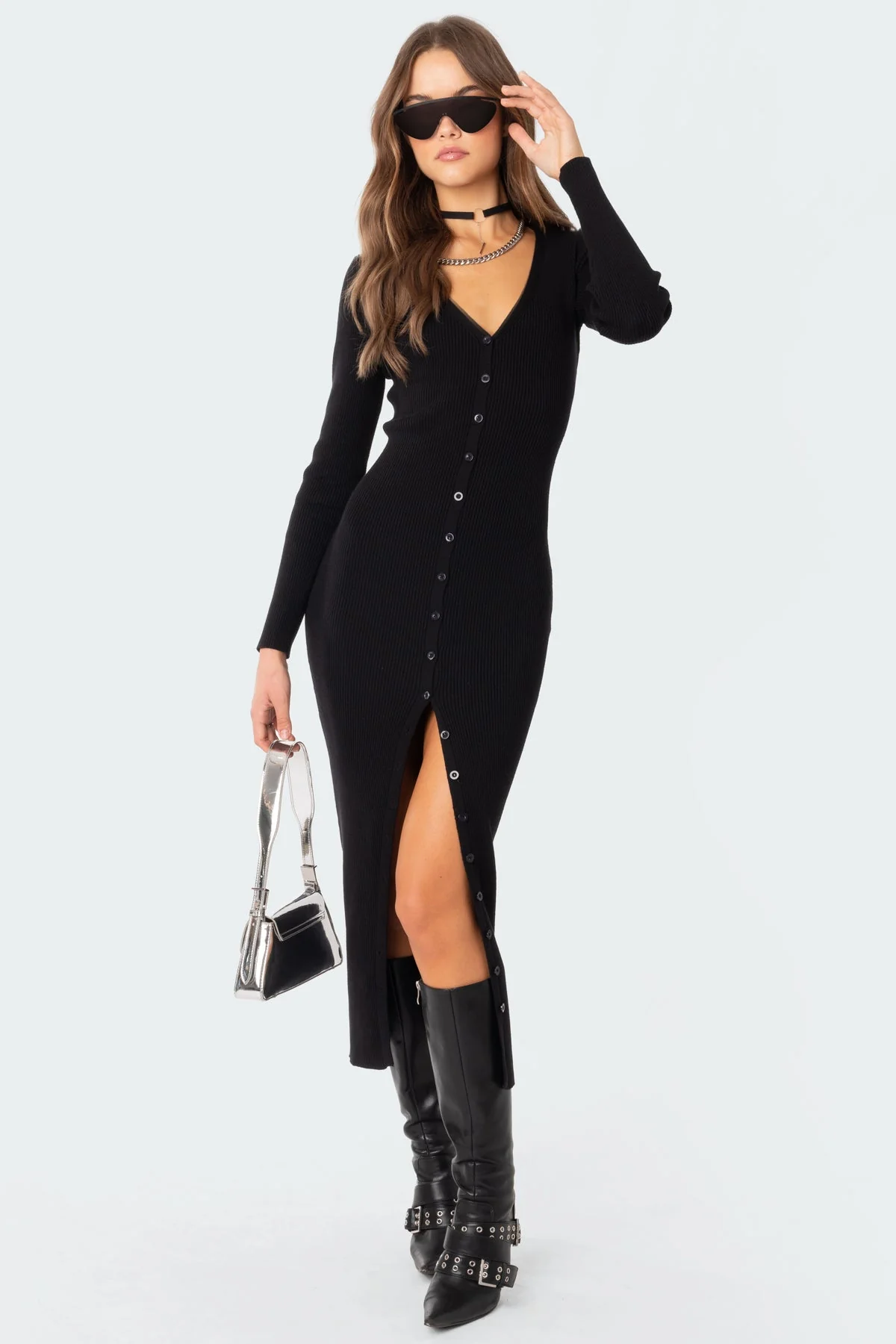 Jazlyn Knitted Button Up Maxi Dress - Image 2