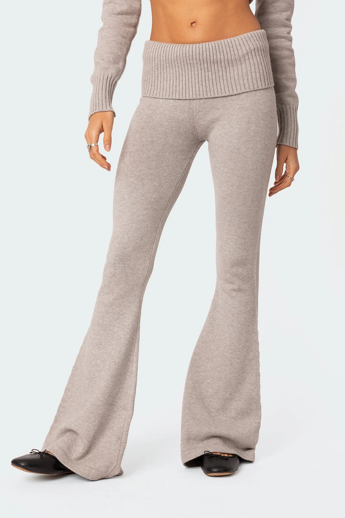 Desiree Knitted Low Rise Fold Over Trousers - Image 2