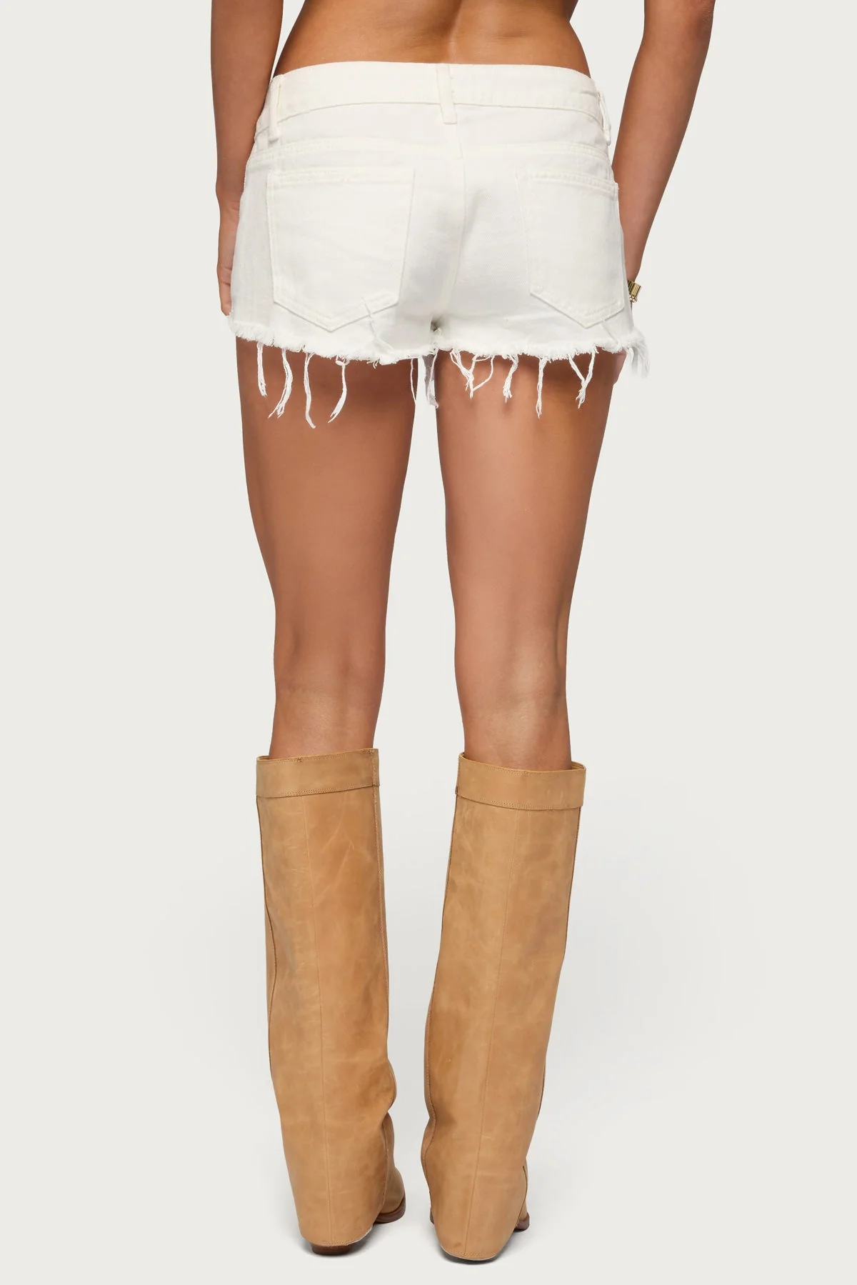 Frayed Vintage Washed Denim Shorts - Image 4