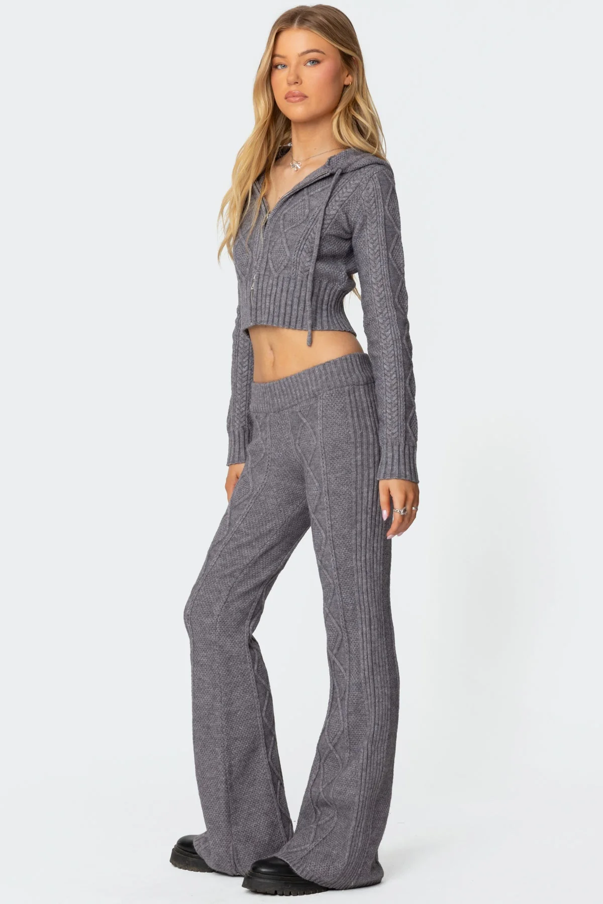 Ray Cable Knit Flared Trousers - Image 4