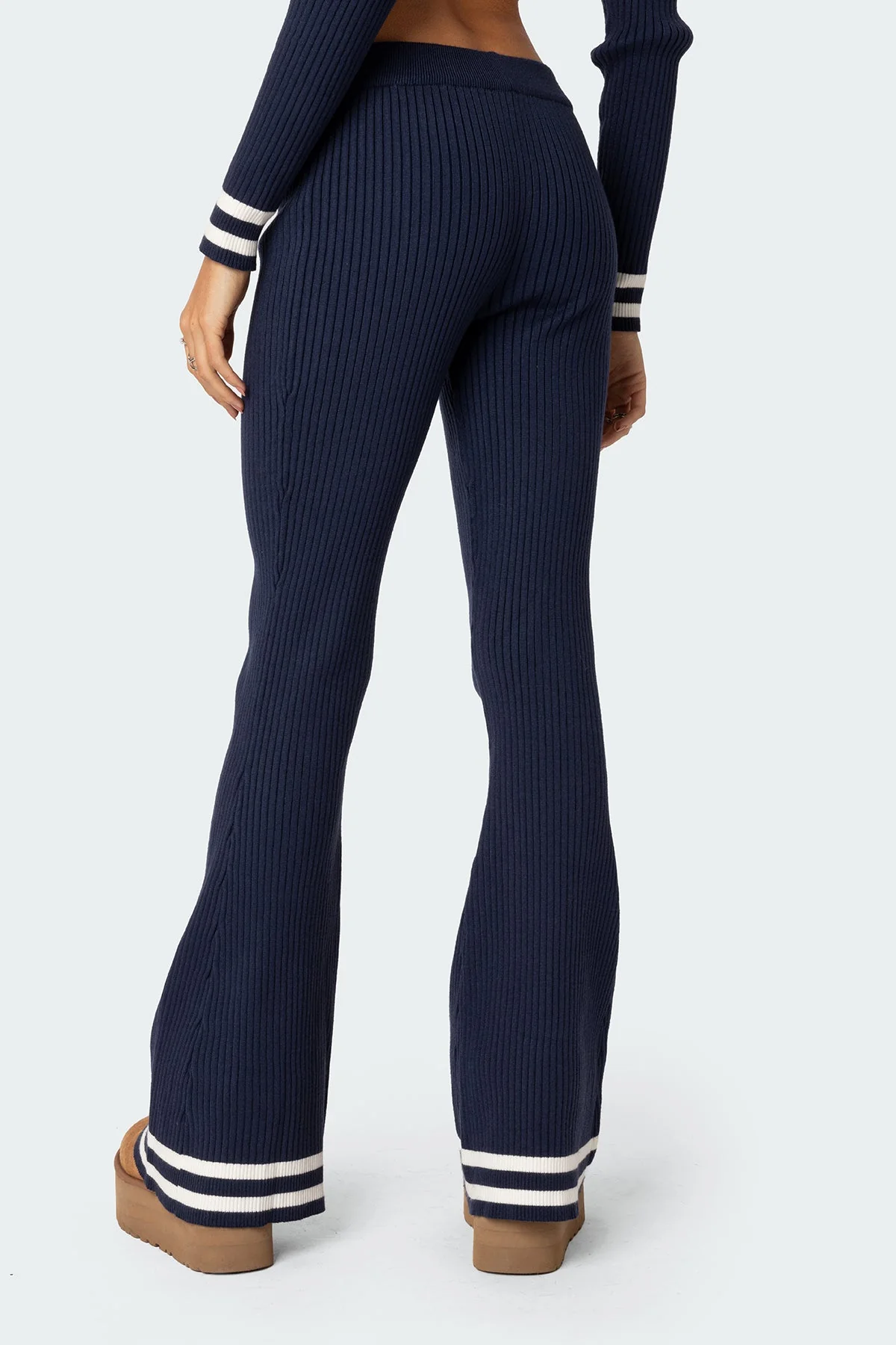 Pluto Ribbed Flared Trousers - Image 4