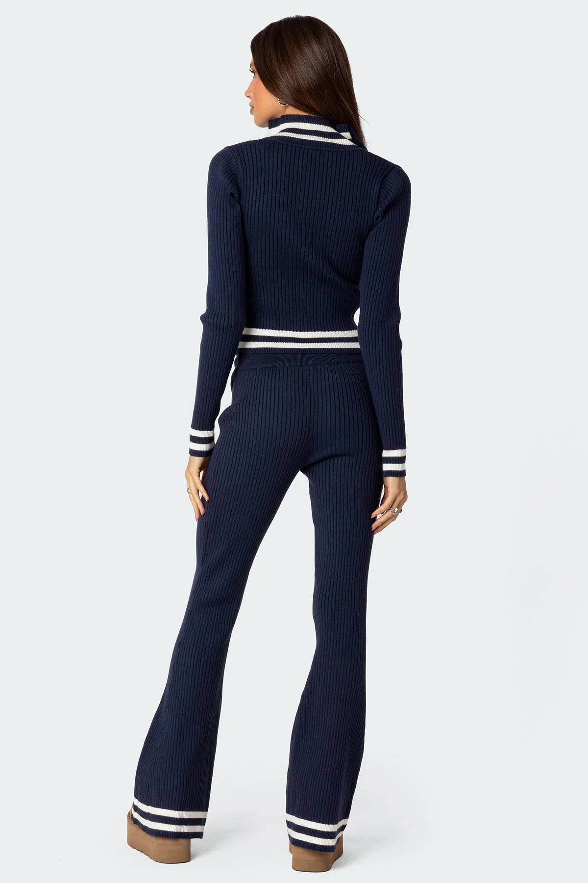 Pluto Ribbed Flared Trousers - Image 5
