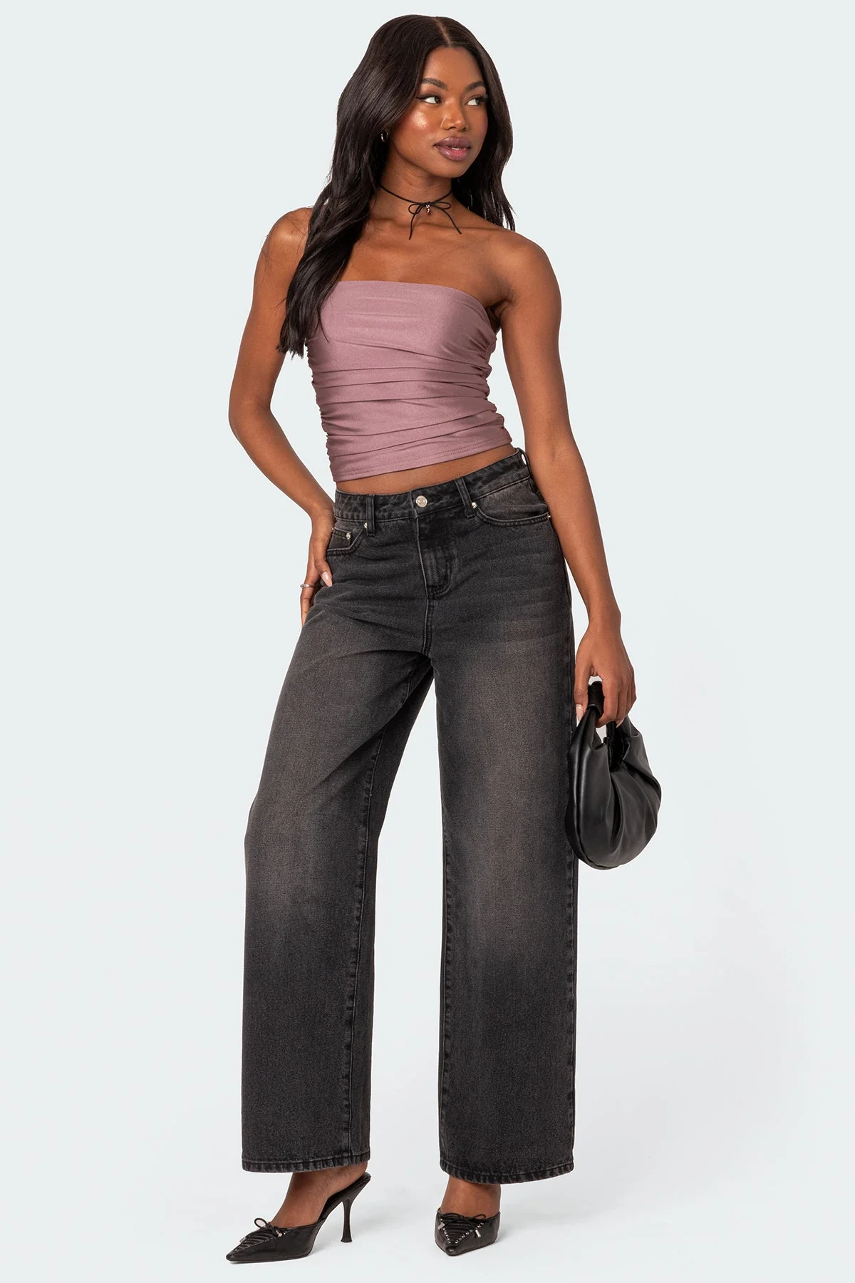 Maxeen Shiny Gathered Tube Top - Image 2