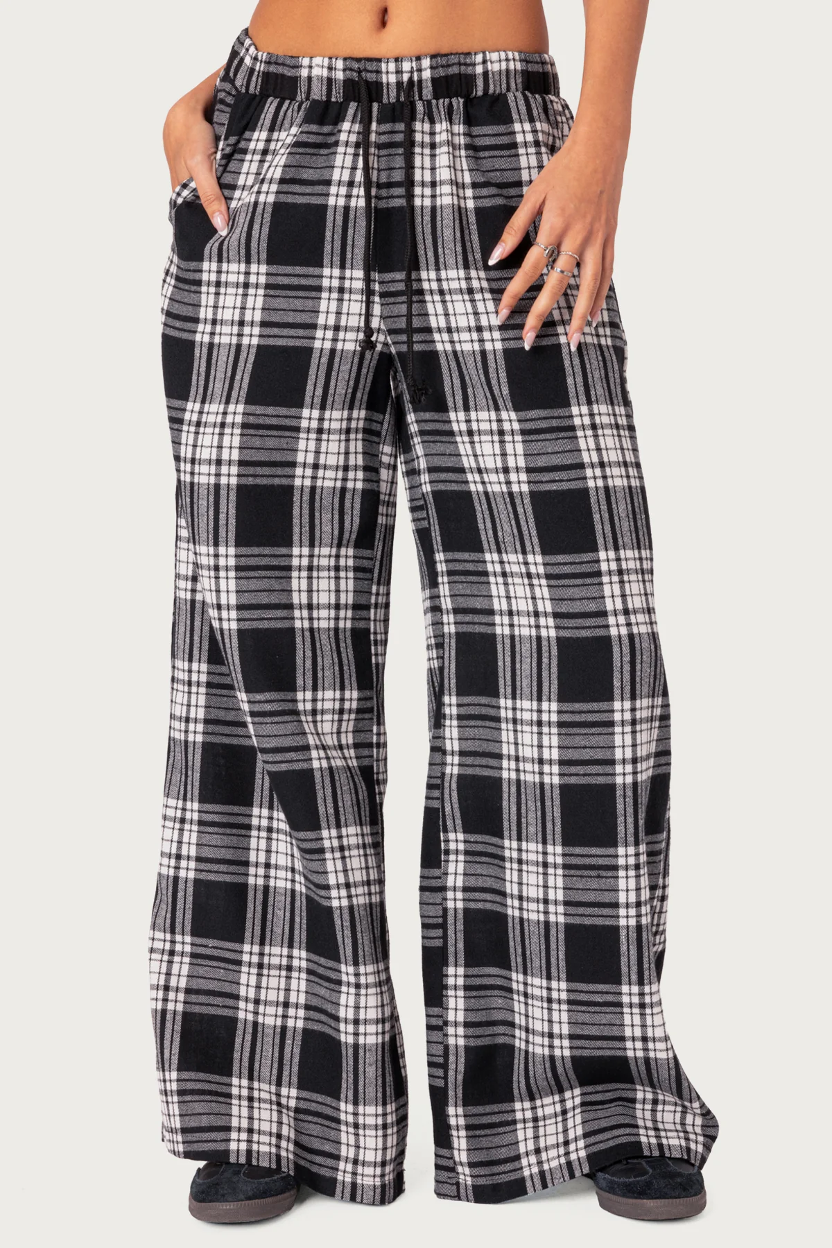 Lounge Around Plaid Wide Leg Trousers - Image 2