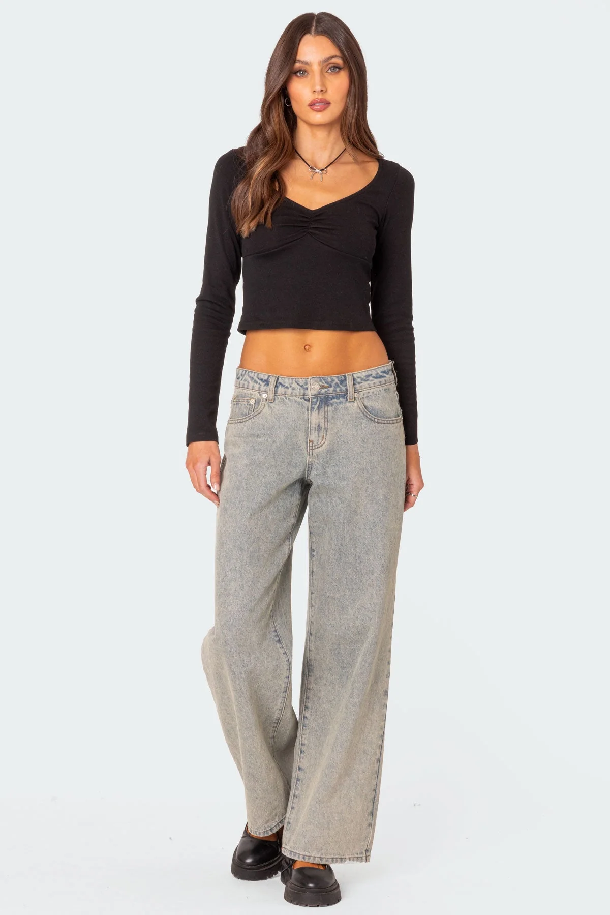 Nat Ruched V Neck Top - Image 5