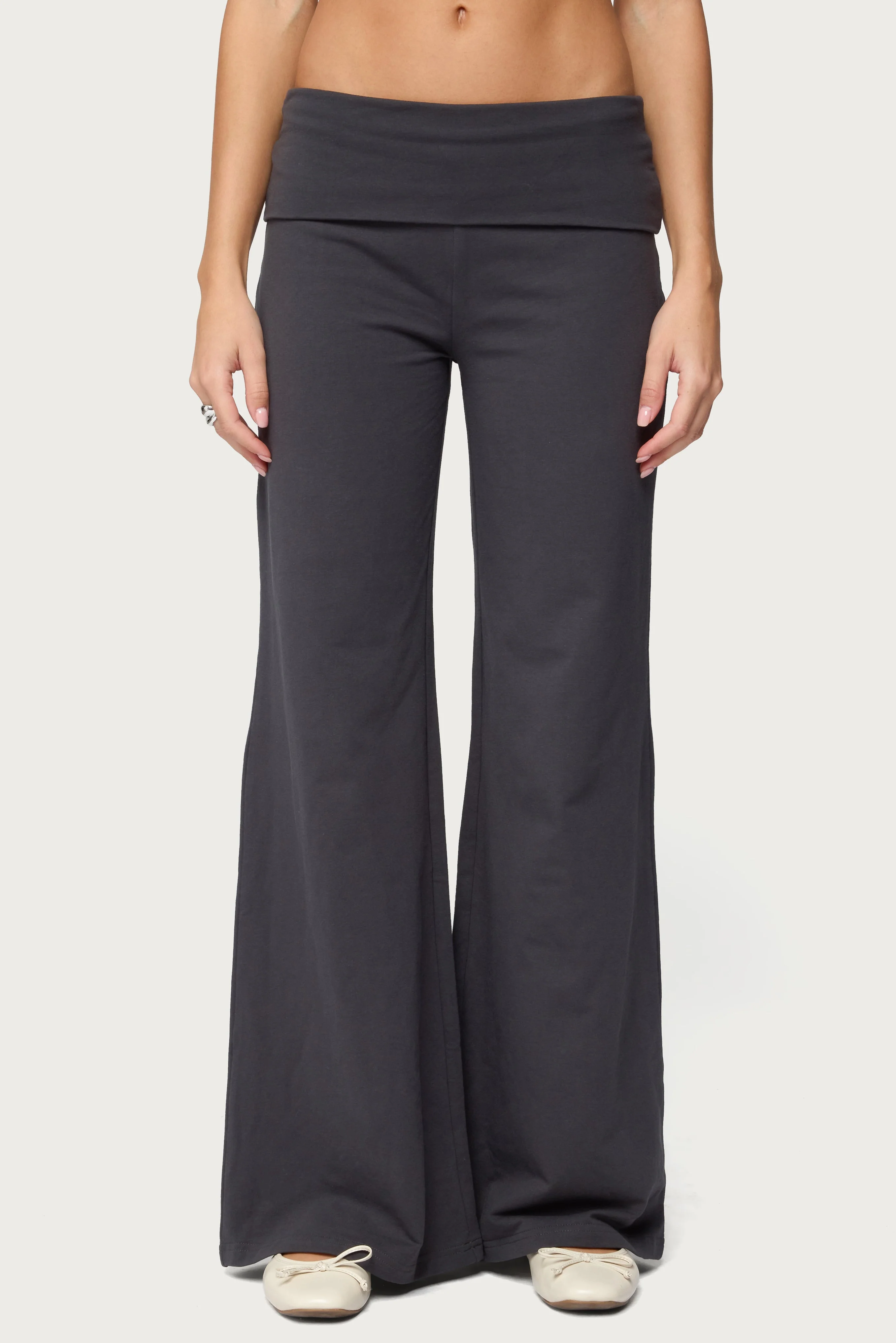 Wide Leg Foldover Trousers - Image 2