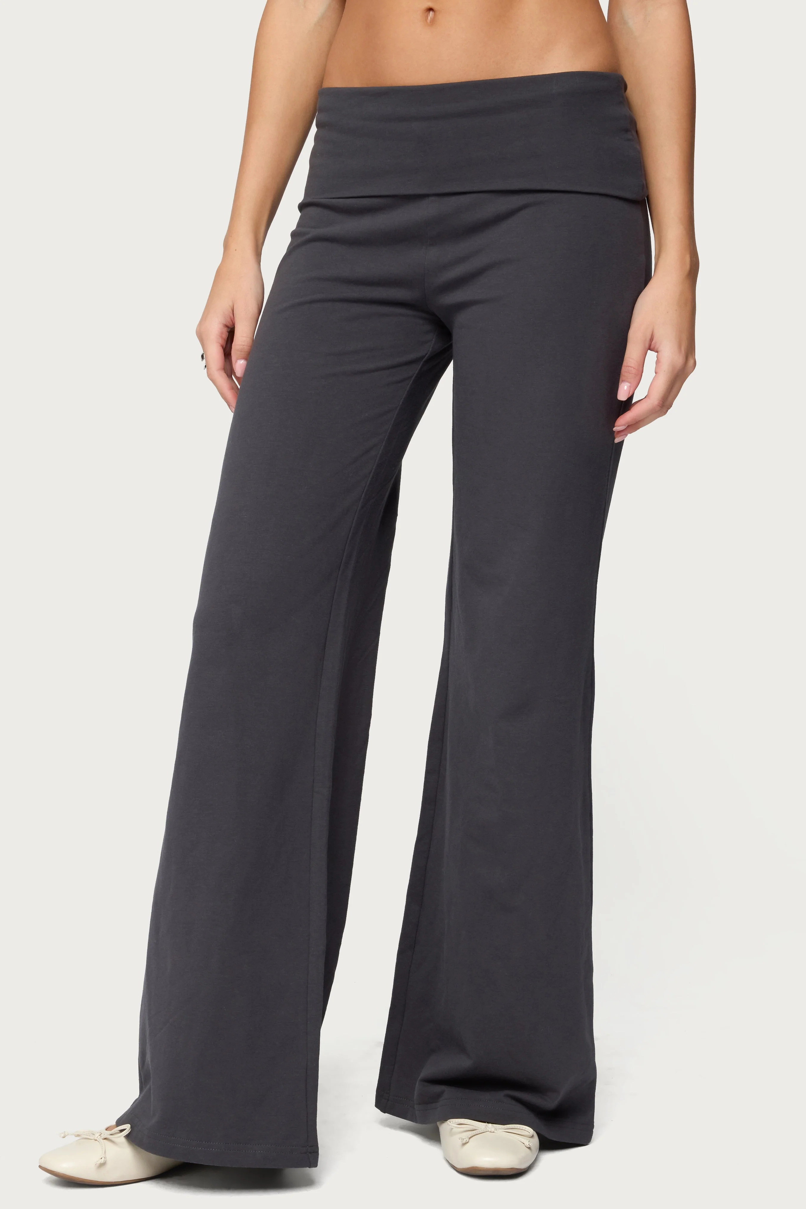 Wide Leg Foldover Trousers - Image 4
