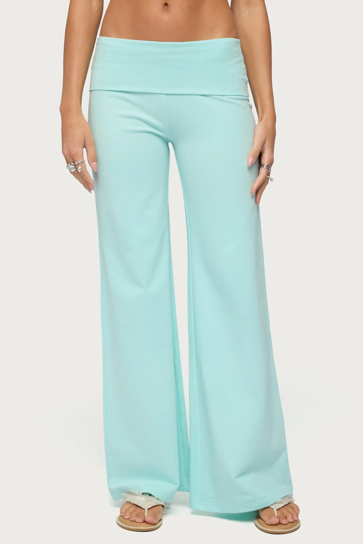 Wide Leg Foldover Trousers - Image 2