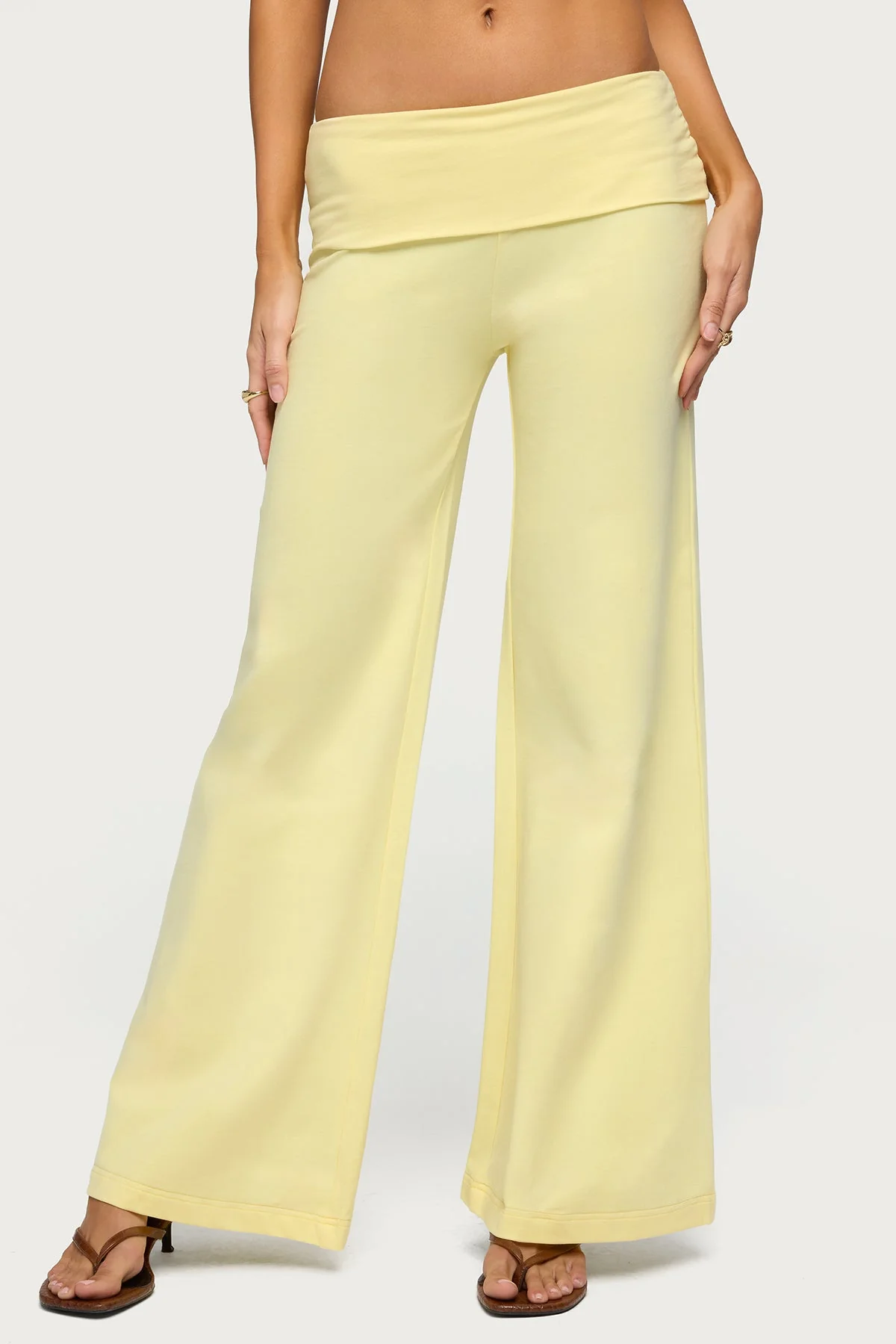 Wide Leg Foldover Trousers - Image 2