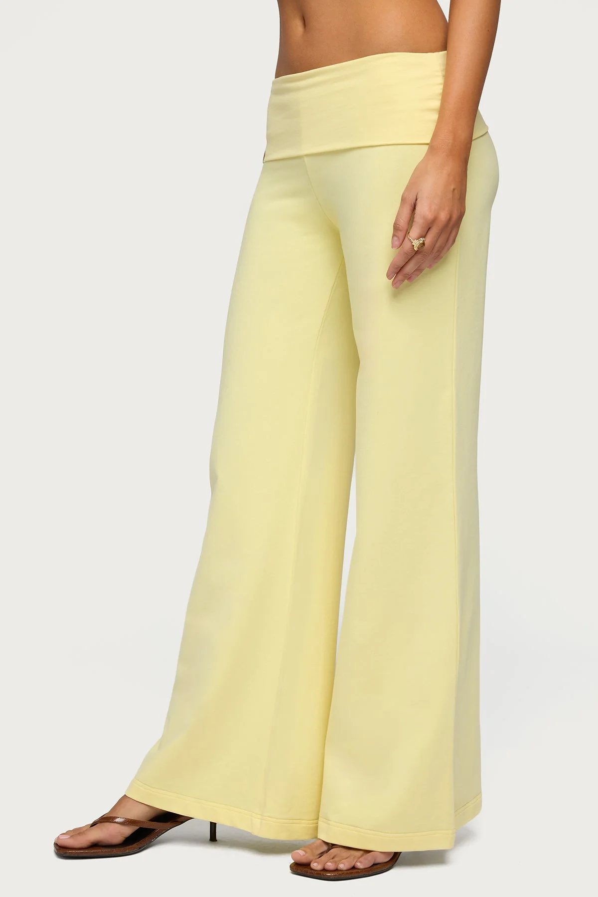 Wide Leg Foldover Trousers - Image 3