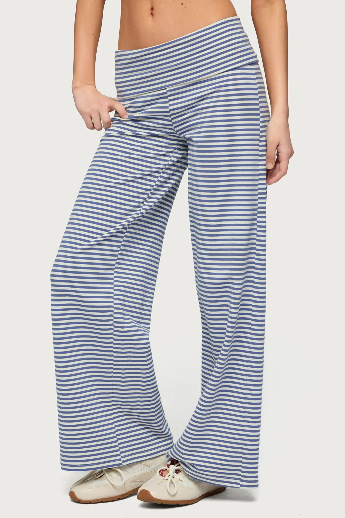 Petite Lilah Striped Fold Over Trousers - Image 3