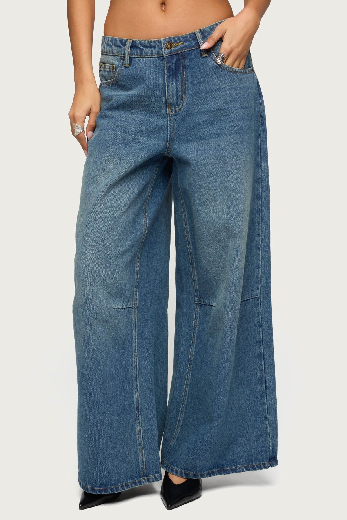 Skater Girl Washed Low Rise Baggy Jeans - Image 3