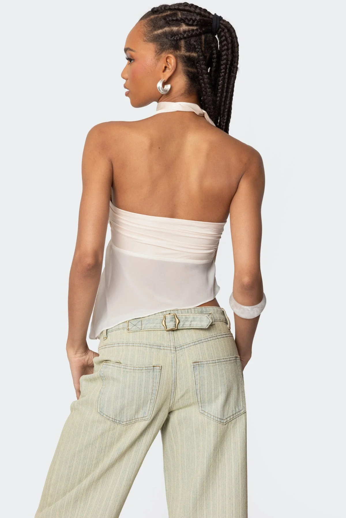 Asymmetric Two Piece Scarf Top - Image 3