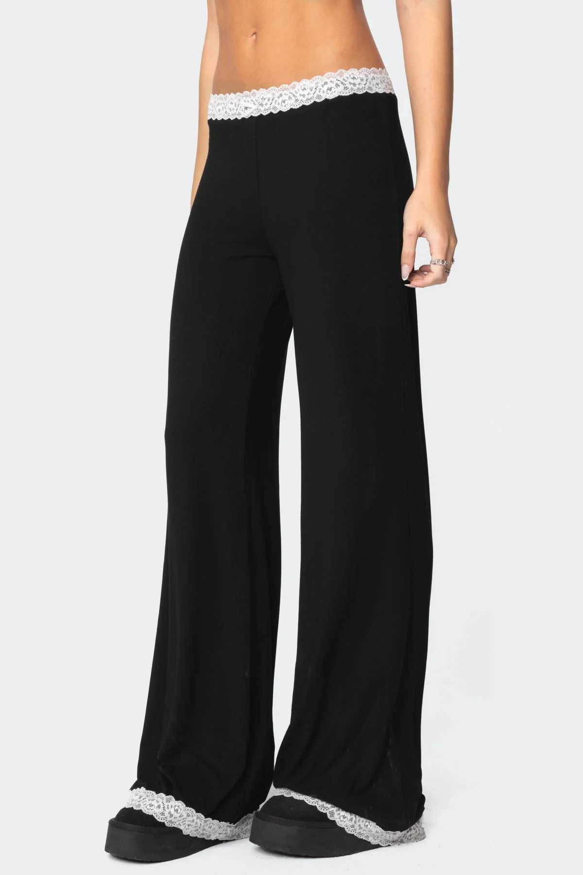 Domino Contrast Lace Trim Trousers - Image 3