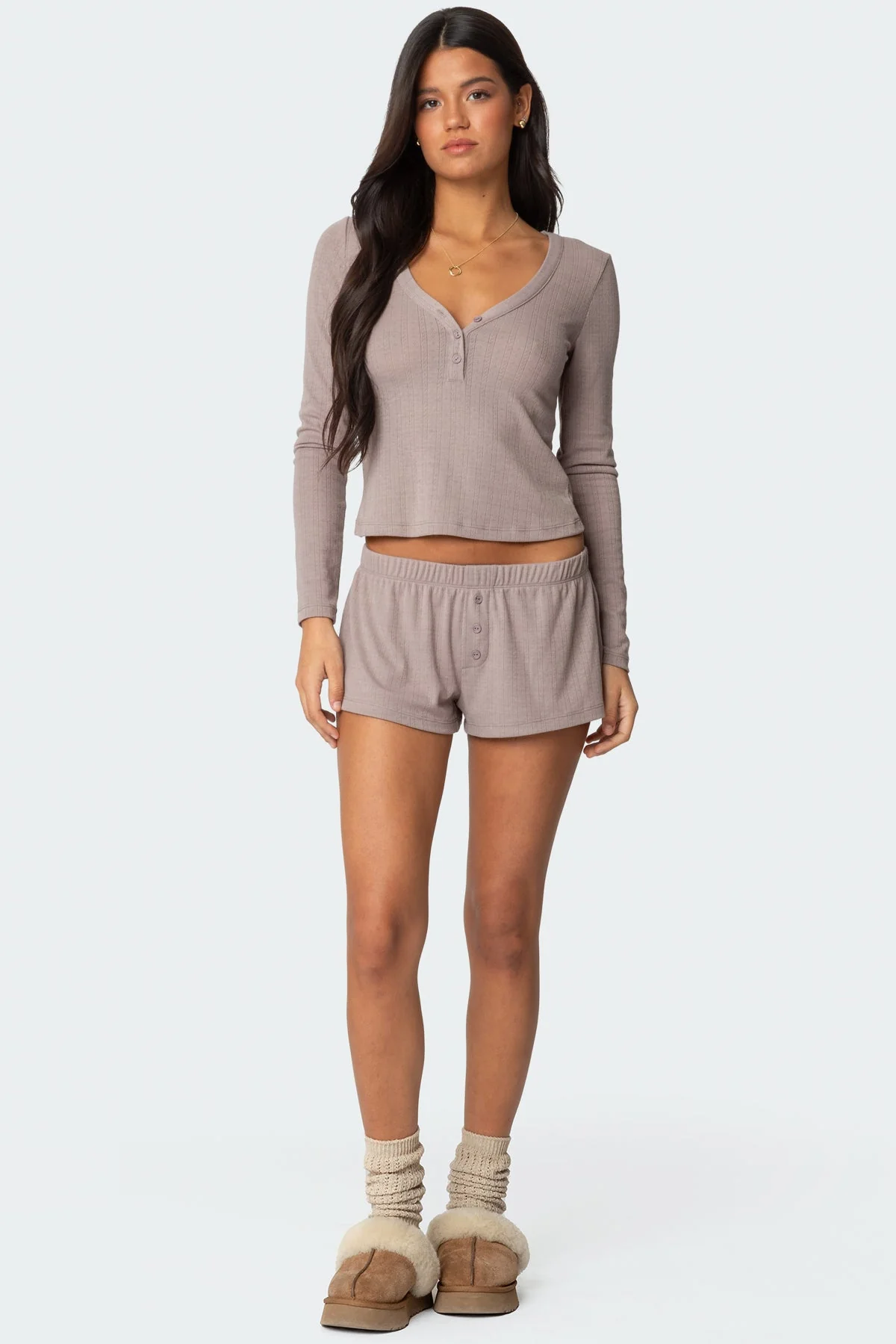 Keely Pointelle Henley Top - Image 2