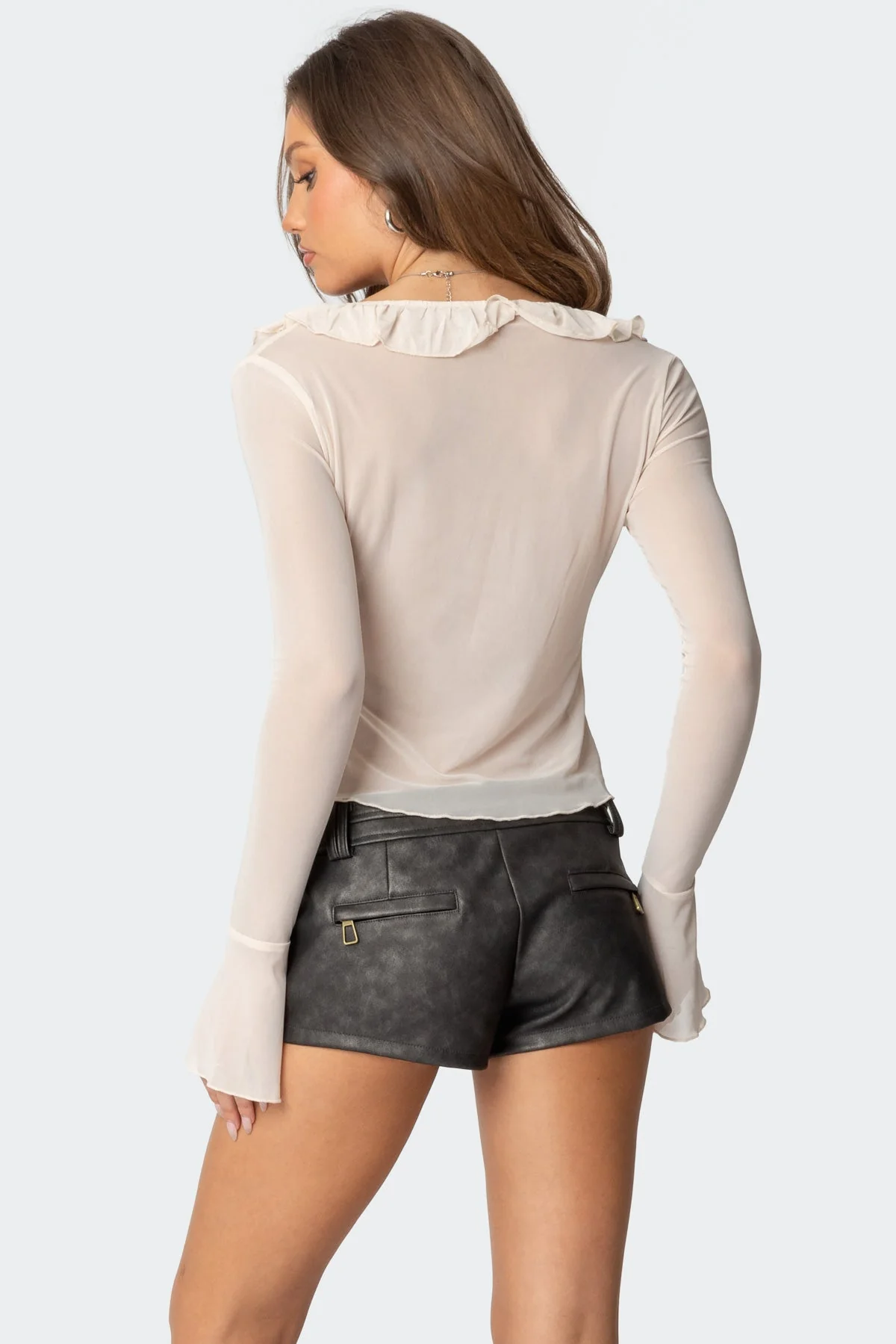 Sheer Mesh Ruffled Top - Image 5