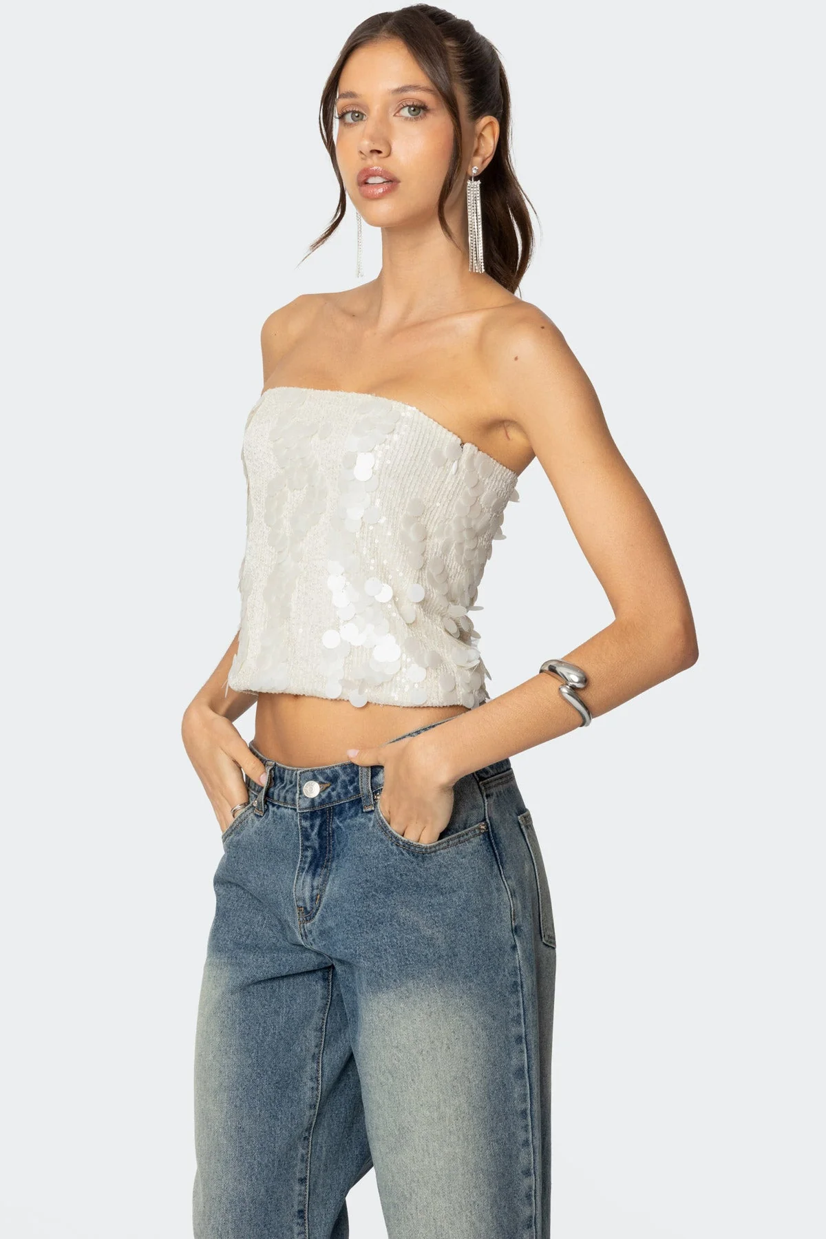 Samara Sequin Strapless Top - Image 3