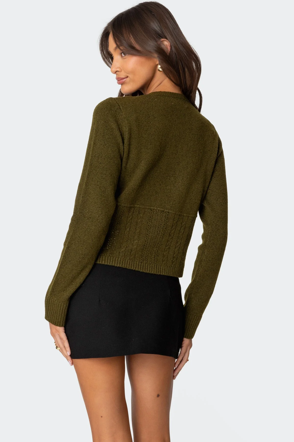 Half Cable Knit Cardigan - Image 4