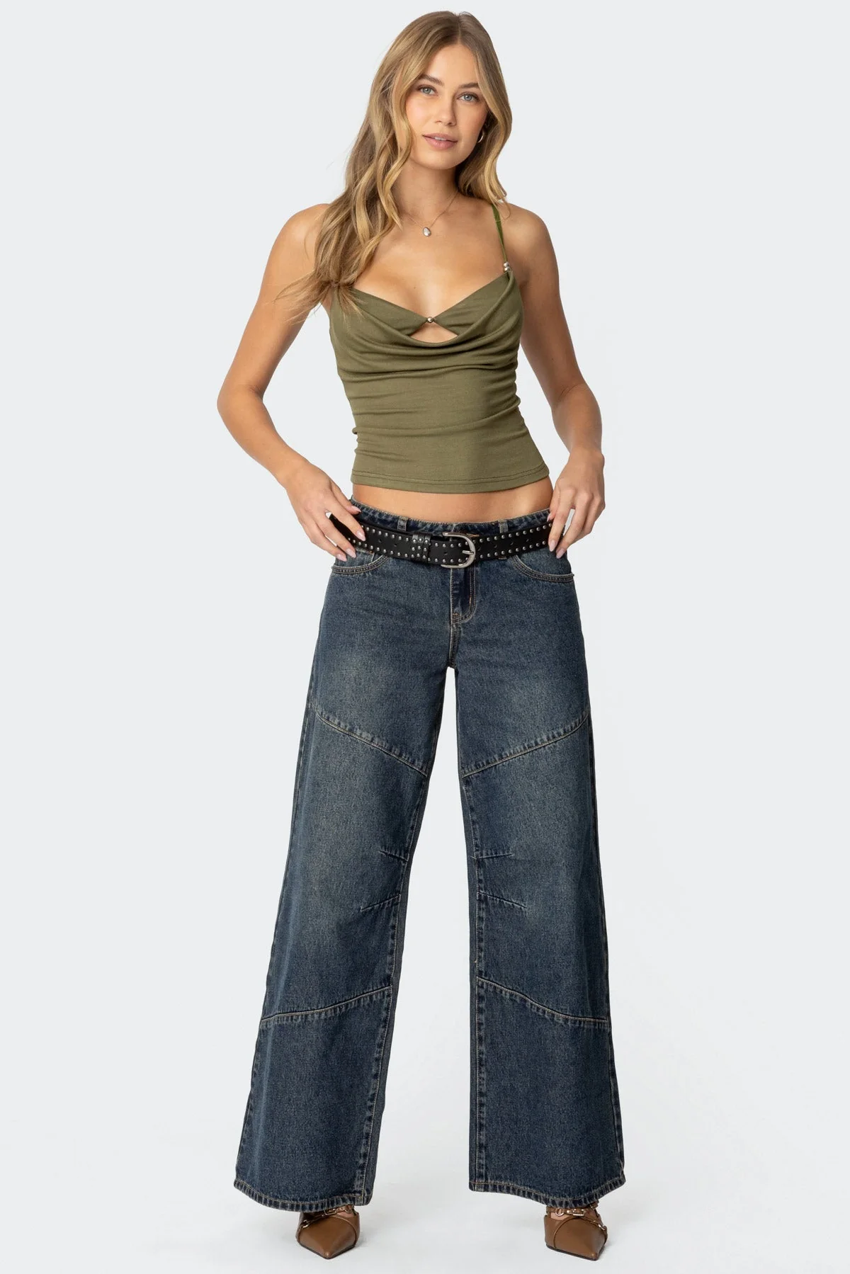 Layered Bra Cowl Neck Top - Image 5