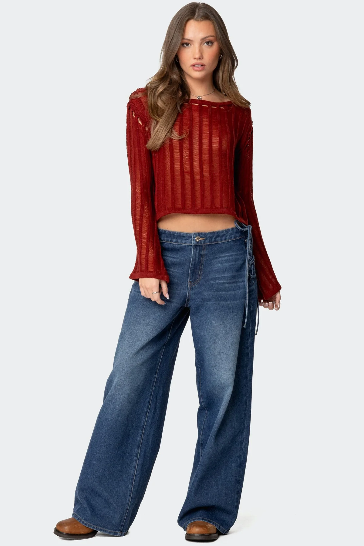 Sagir Sheer Ladder Knit Top - Image 2