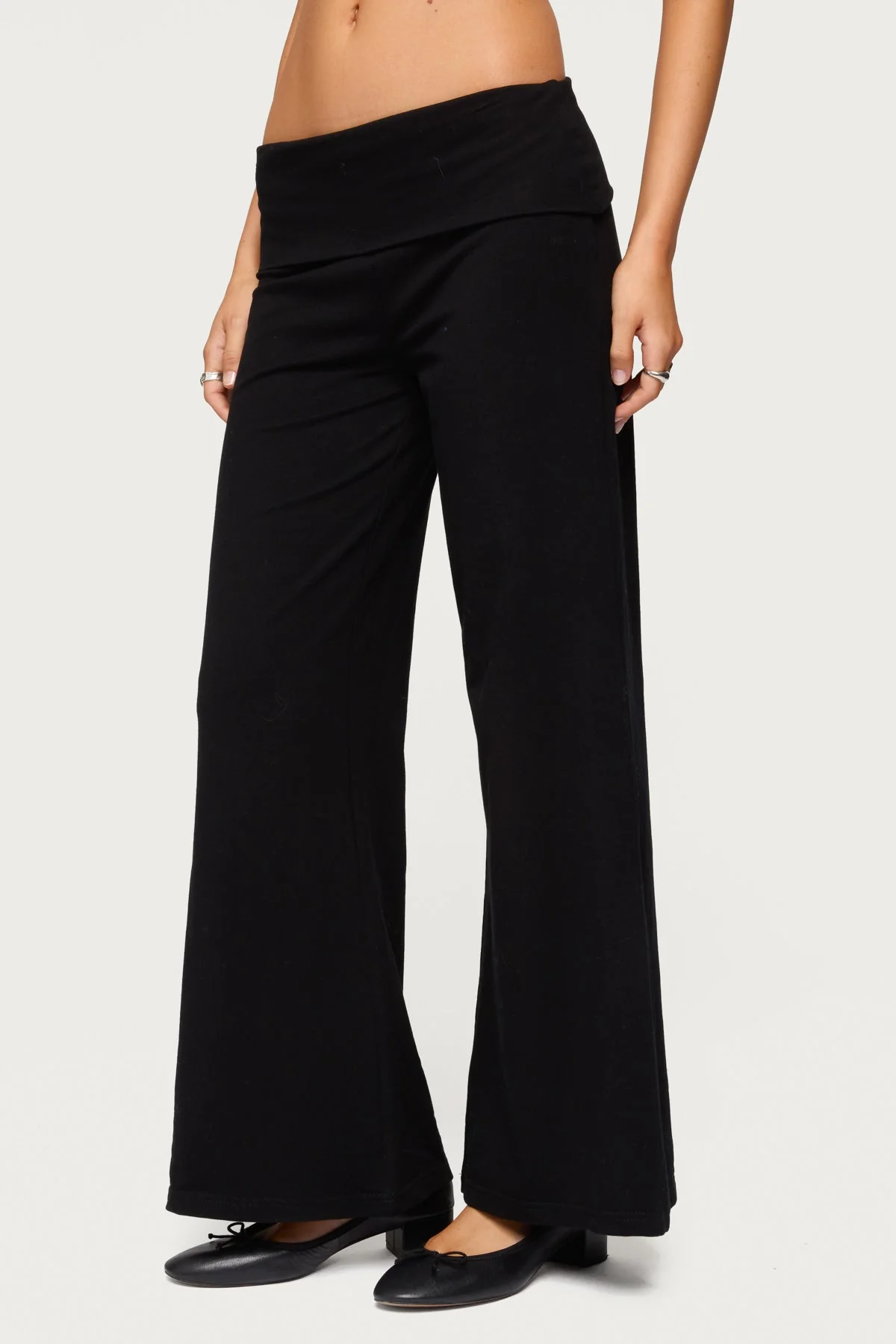 Petite Wide Leg Foldover Trousers - Image 2