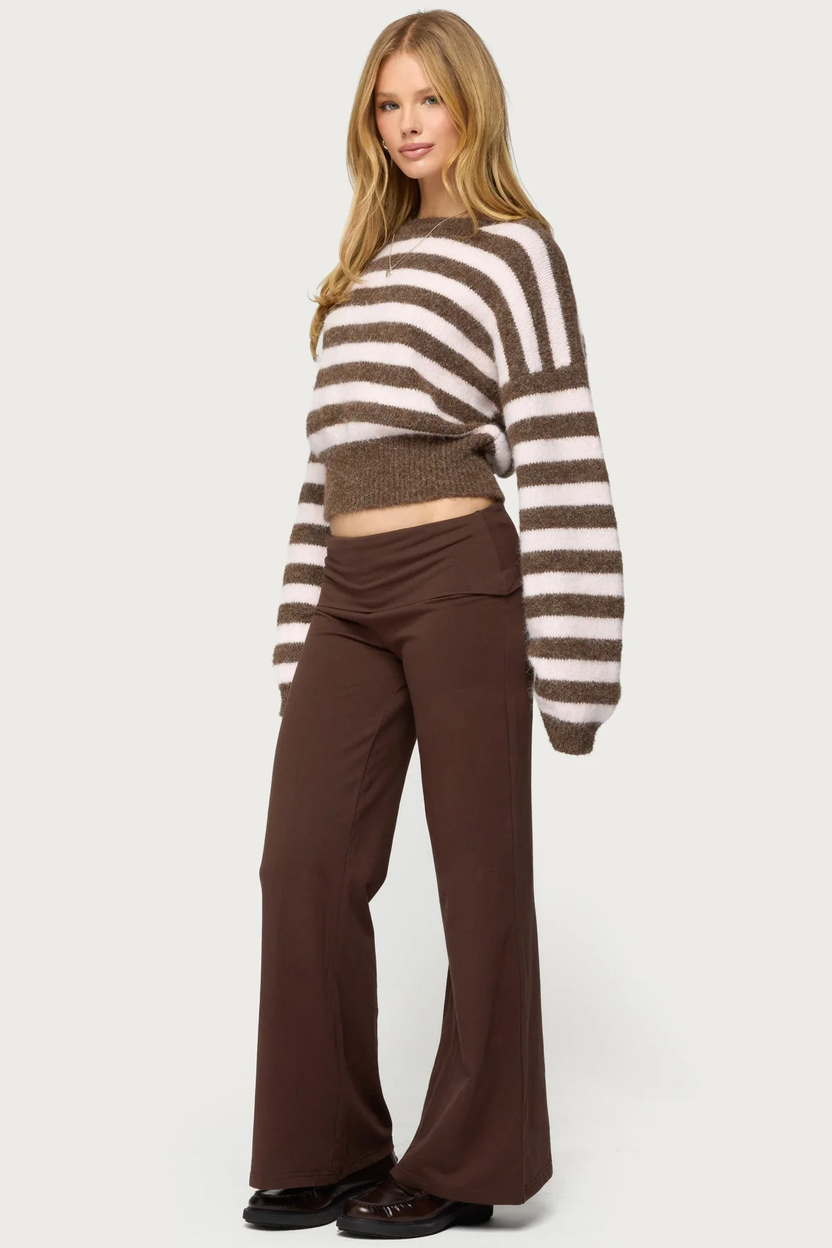 Petite Wide Leg Foldover Trousers - Image 3