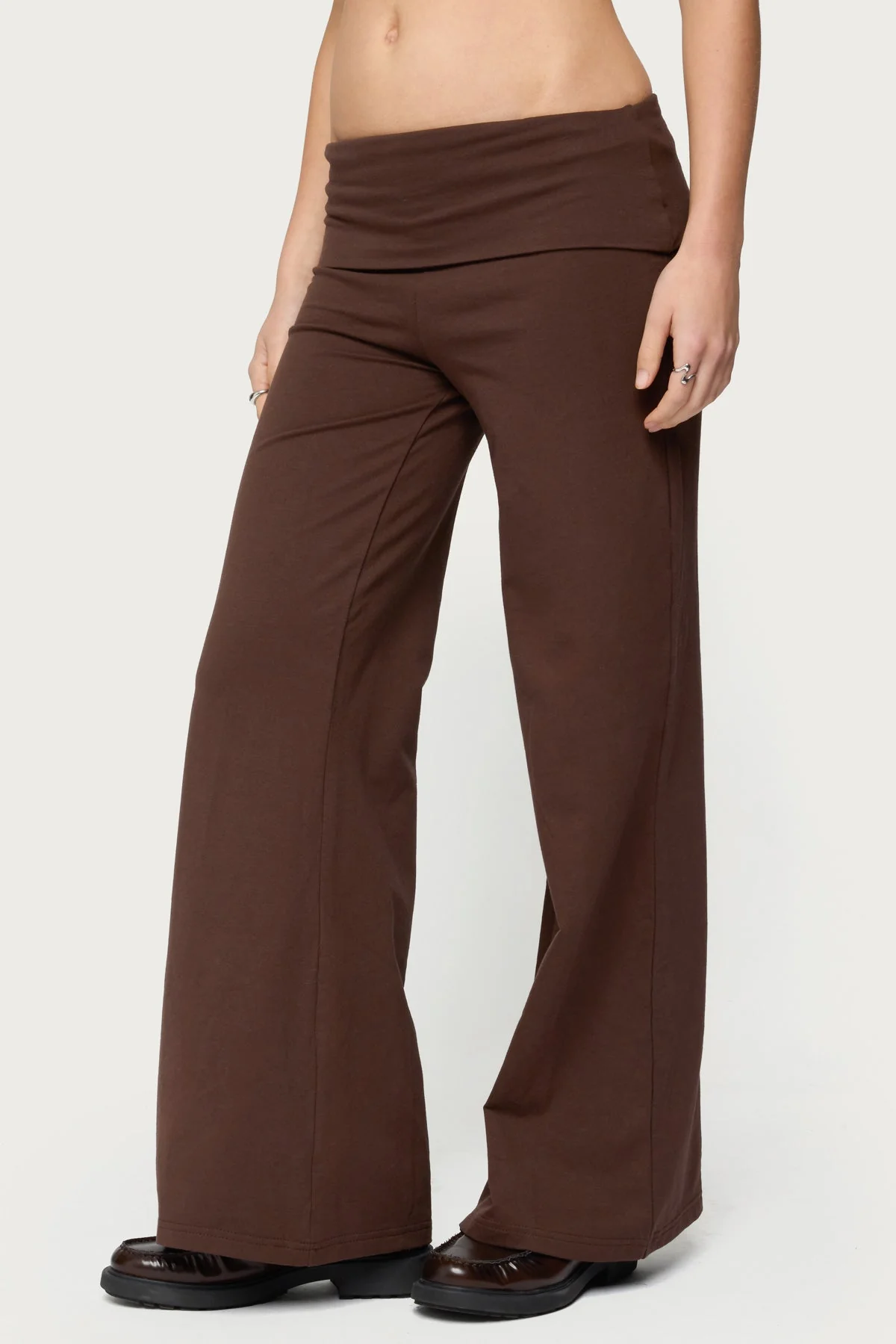 Petite Wide Leg Foldover Trousers - Image 4
