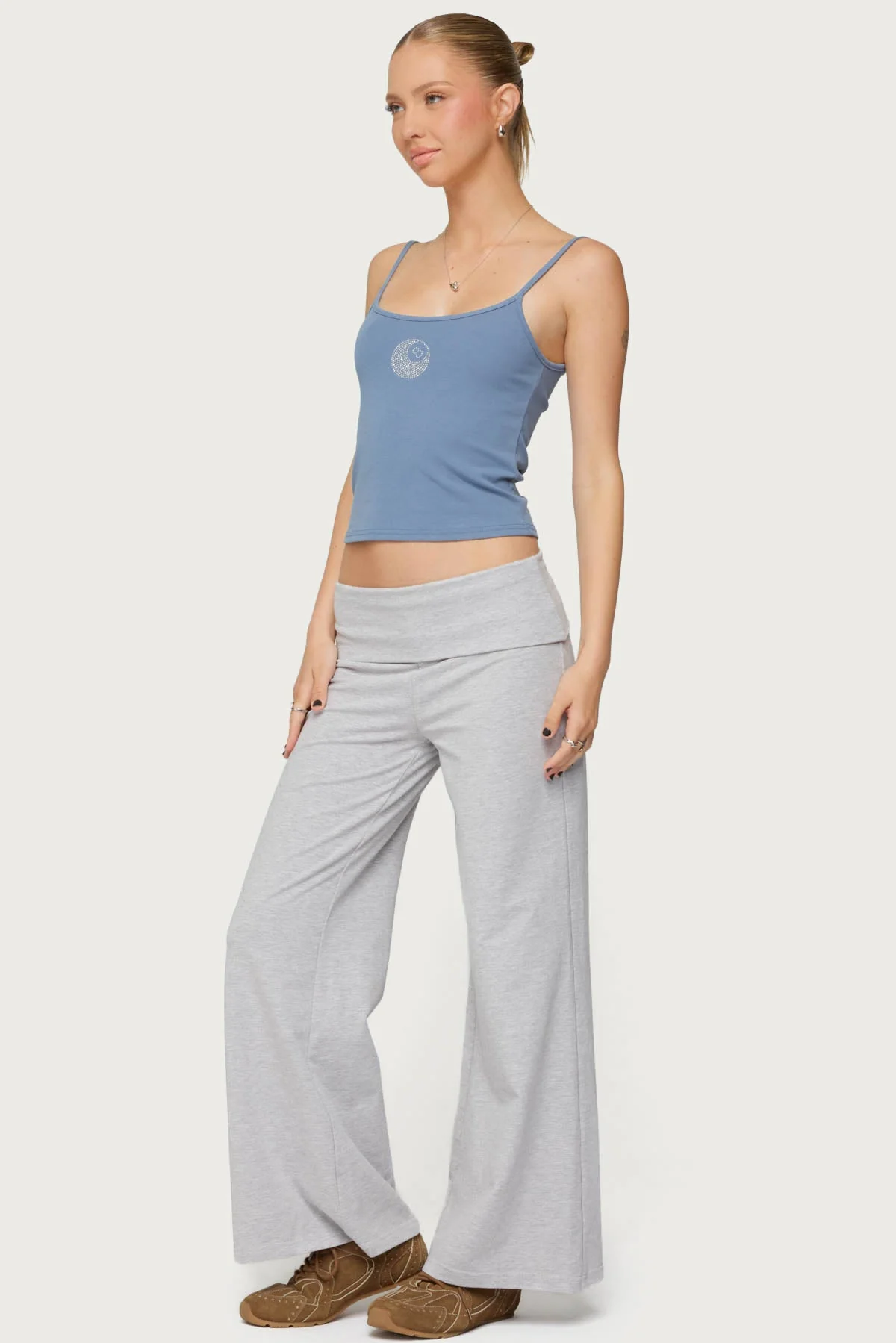 Petite Wide Leg Foldover Trousers - Image 4