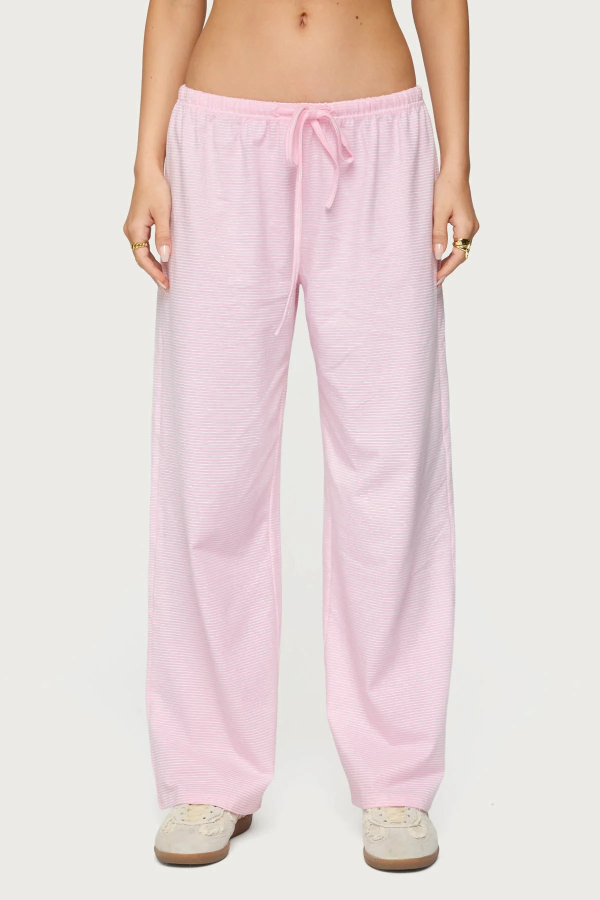 Petite Olivia Striped Loose Fit Trousers - Image 2