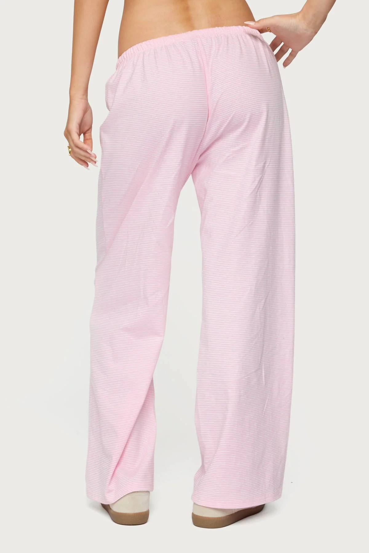 Petite Olivia Striped Loose Fit Trousers - Image 4