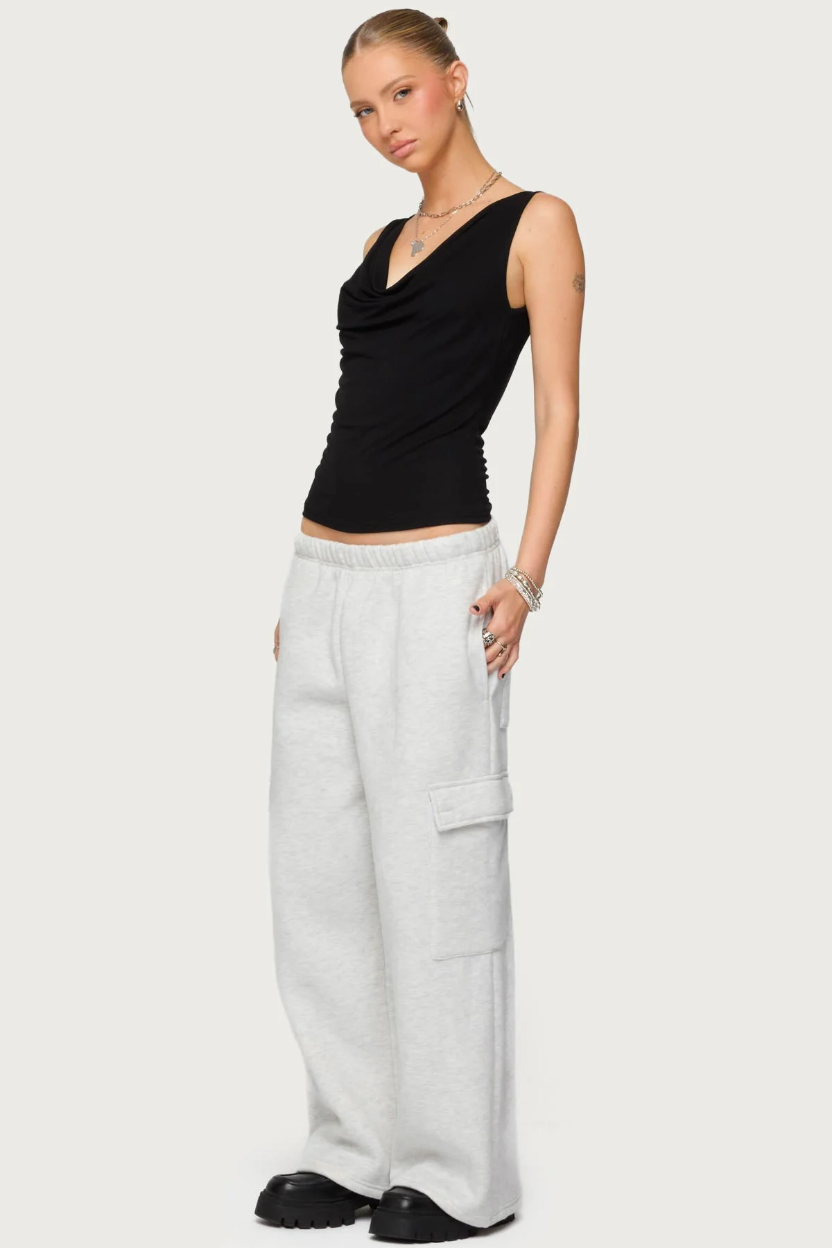 Petite Wide Leg Cargo Joggers - Image 3