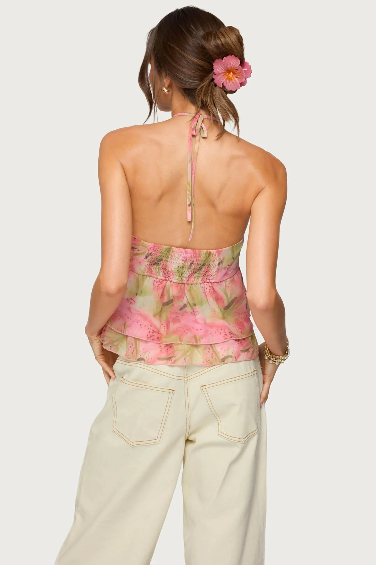 Dragon Lily Layered Chiffon Halter Top - Image 4