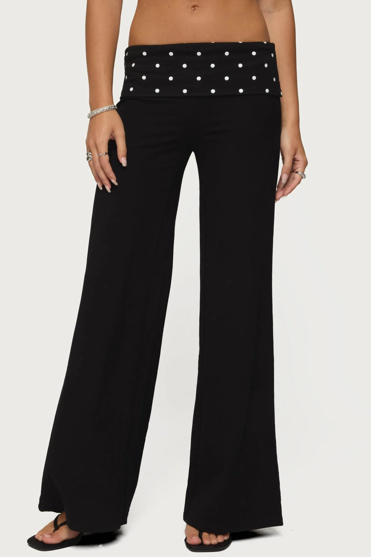 Reeva Polka Dot Foldover Trousers - Image 3