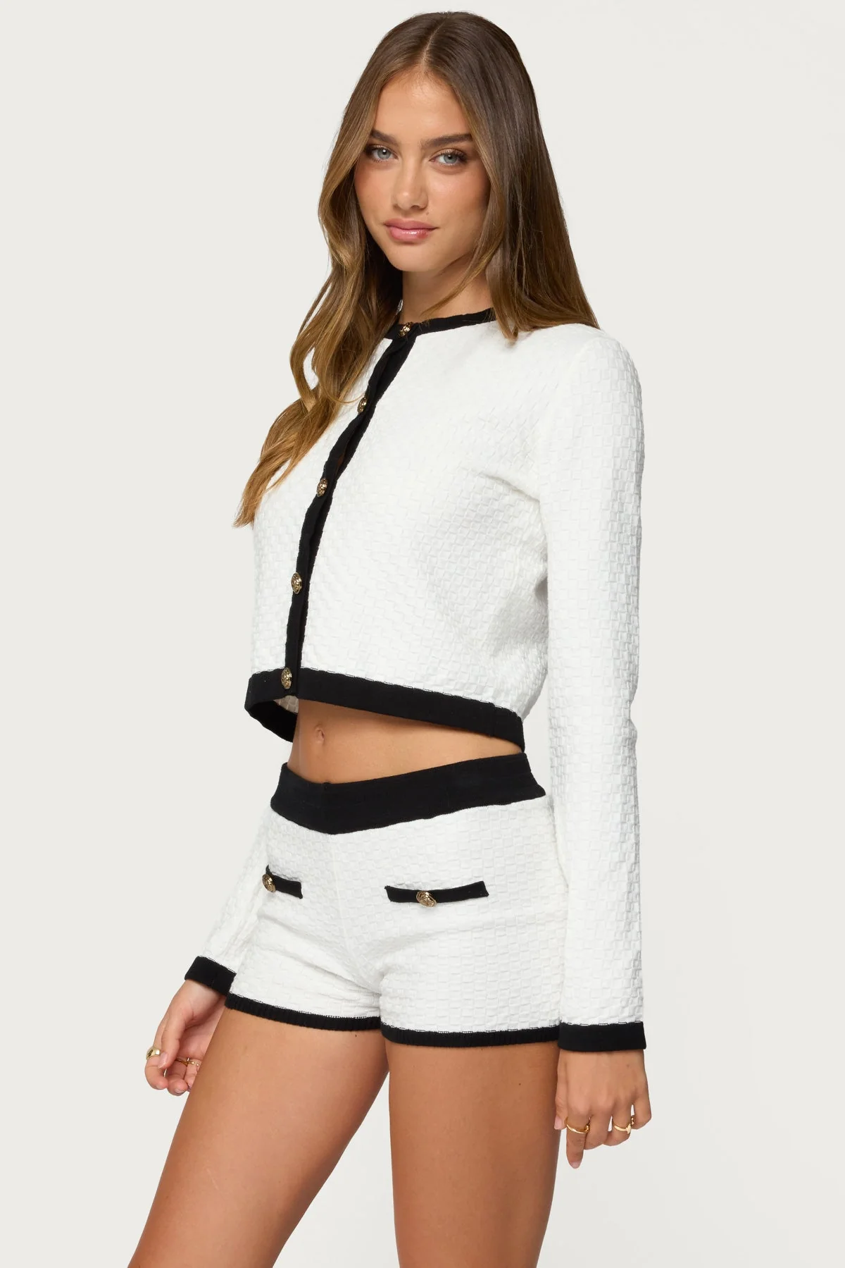 Mara Contrast Textured Knit Cardigan - Image 3