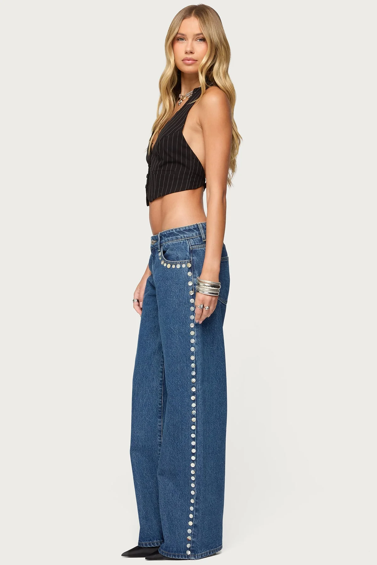 Devon Lacey Pinstripe Halter Top - Image 5