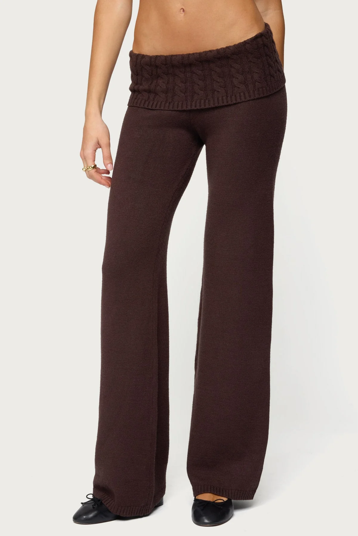 Lula Cable Knit Foldover Trousers - Image 2