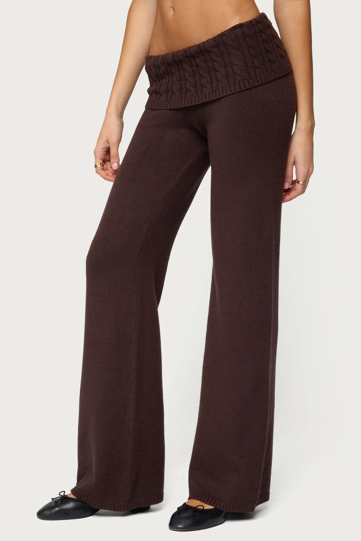 Lula Cable Knit Foldover Trousers - Image 3