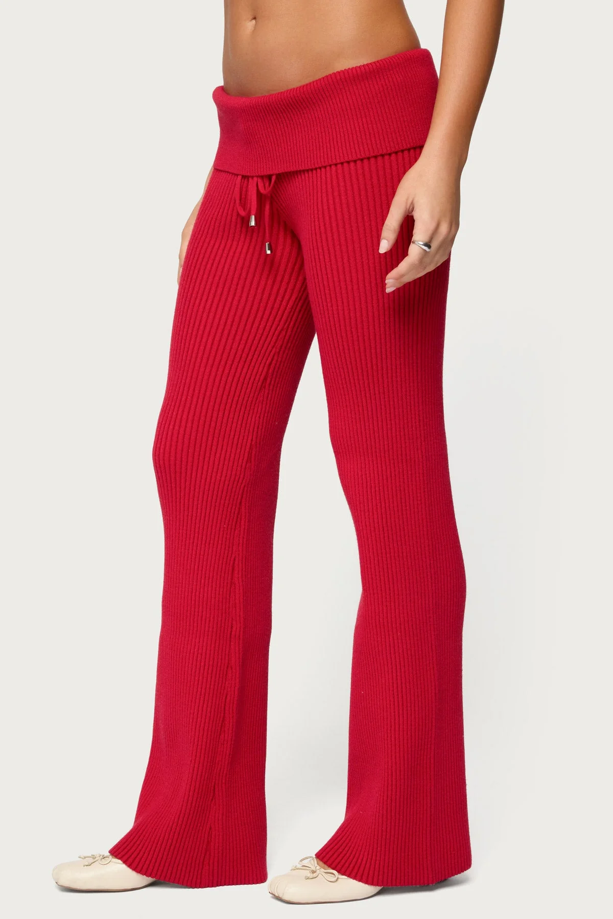Adannah Foldover Ribbed Knit Trousers - Image 3