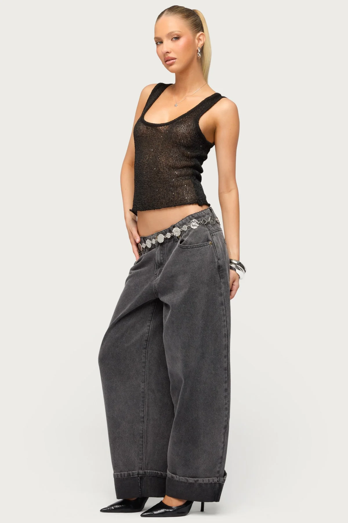 Petite Kella Low Rise Baggy Jeans - Image 3