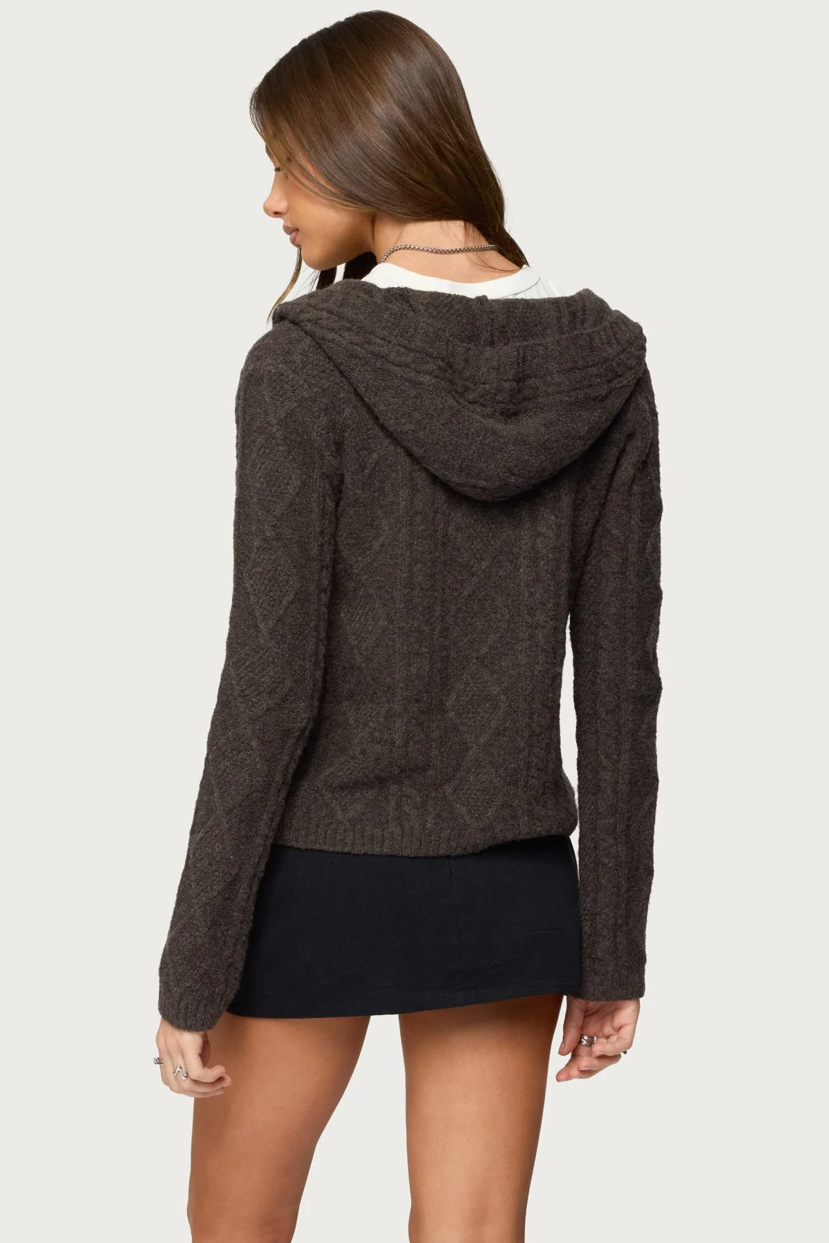 Jayla Hooded Cable Knit Cardigan - Image 4