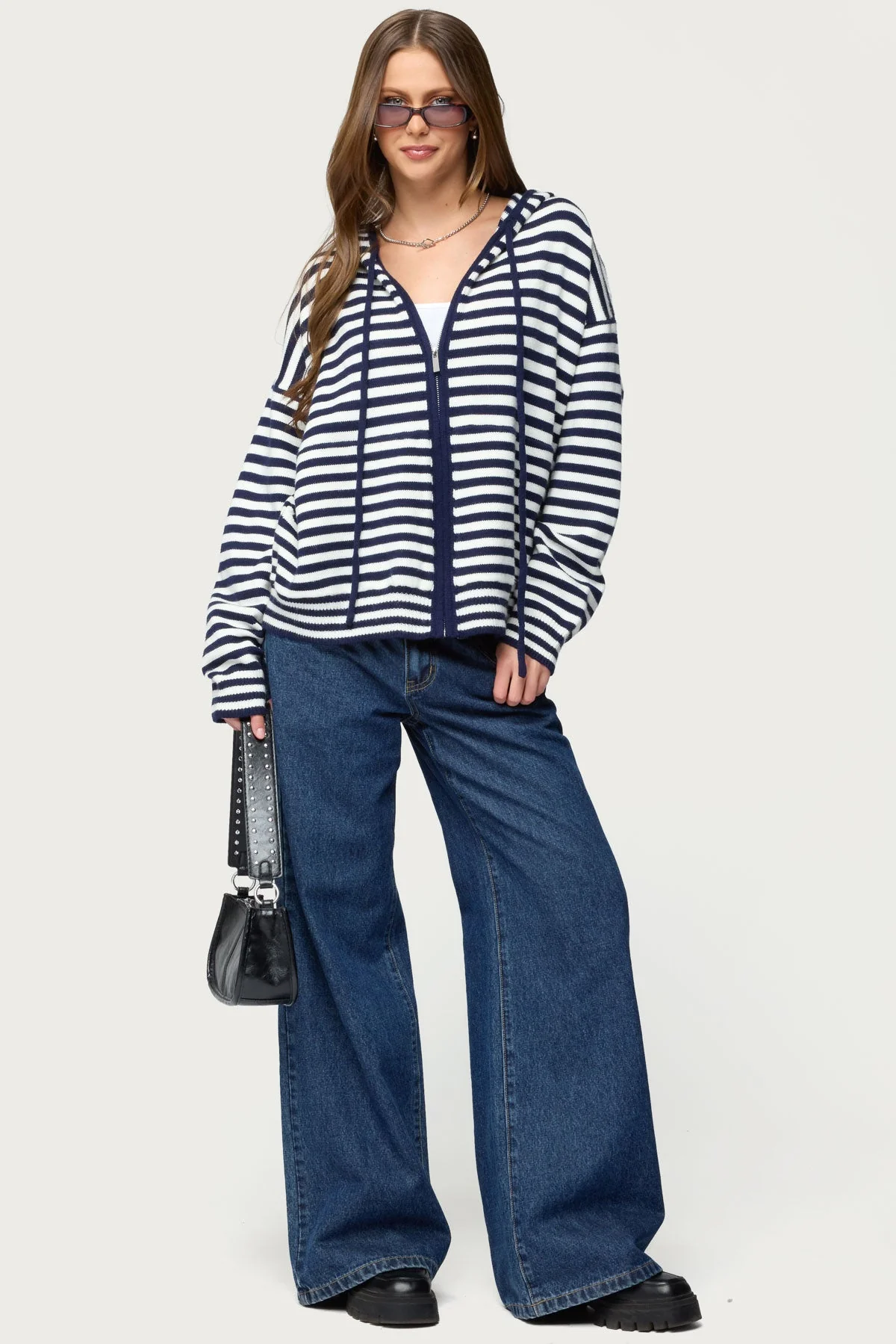 Safari Striped Knit Zip Up Hoodie - Image 2
