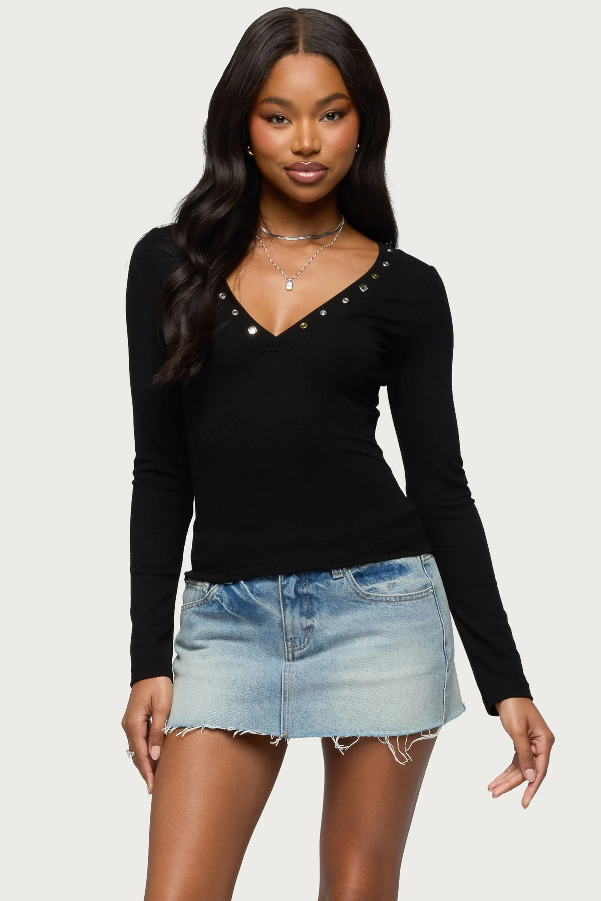 Rossie Stud & Button Top