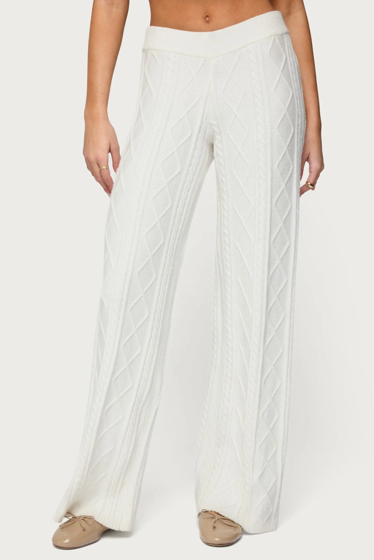Louise Straight Leg Cable Knit Trousers - Image 2