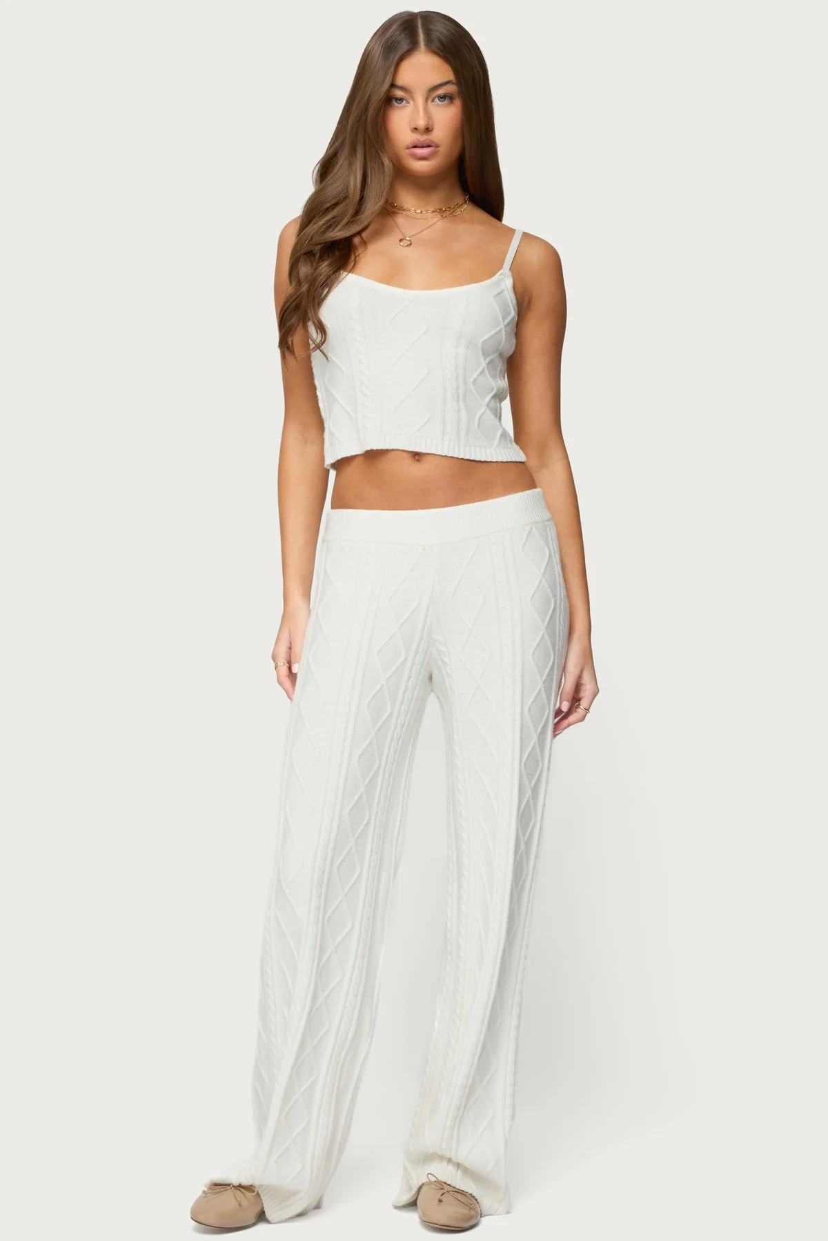 Louise Straight Leg Cable Knit Trousers - Image 5