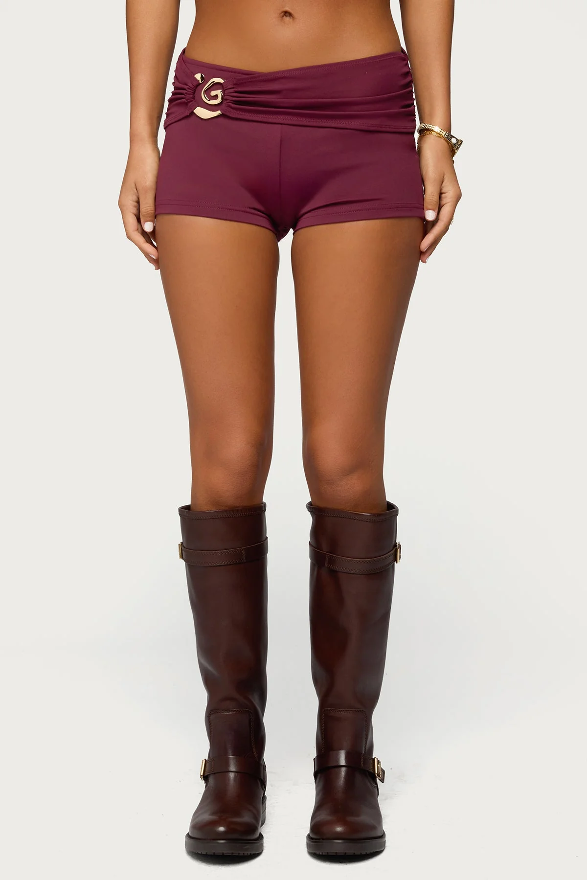 Rusana Swirl Ruched Micro Shorts - Image 2