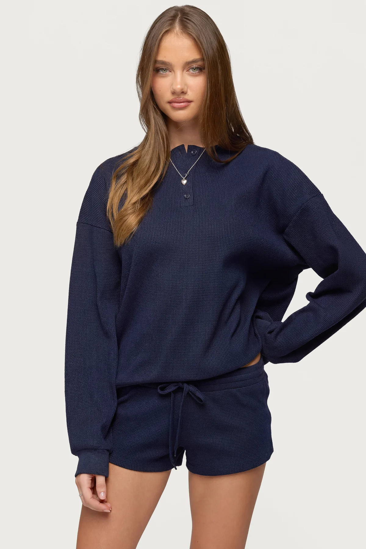 Baila Waffle Henley Top
