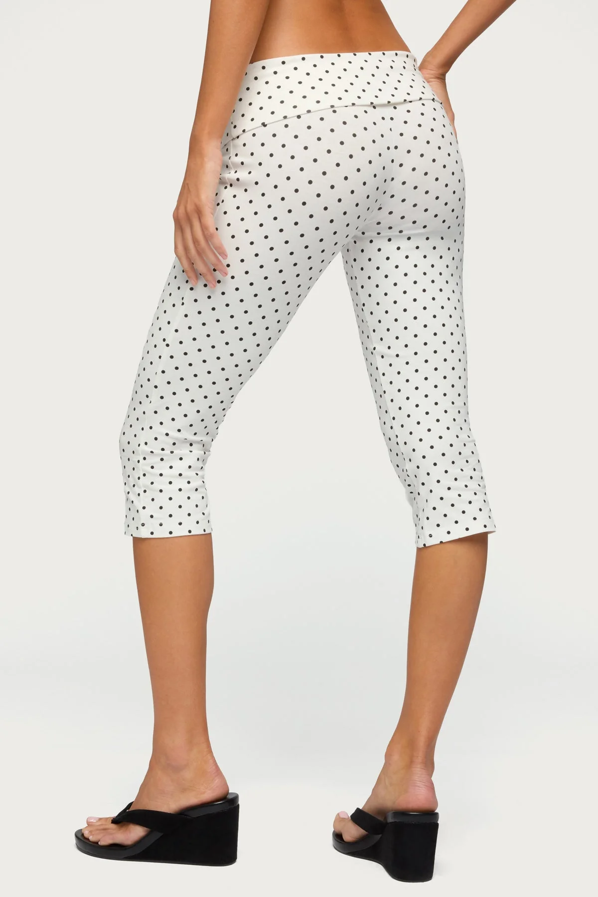 Eloisa Polka Dot Foldover Capri Trousers - Image 4