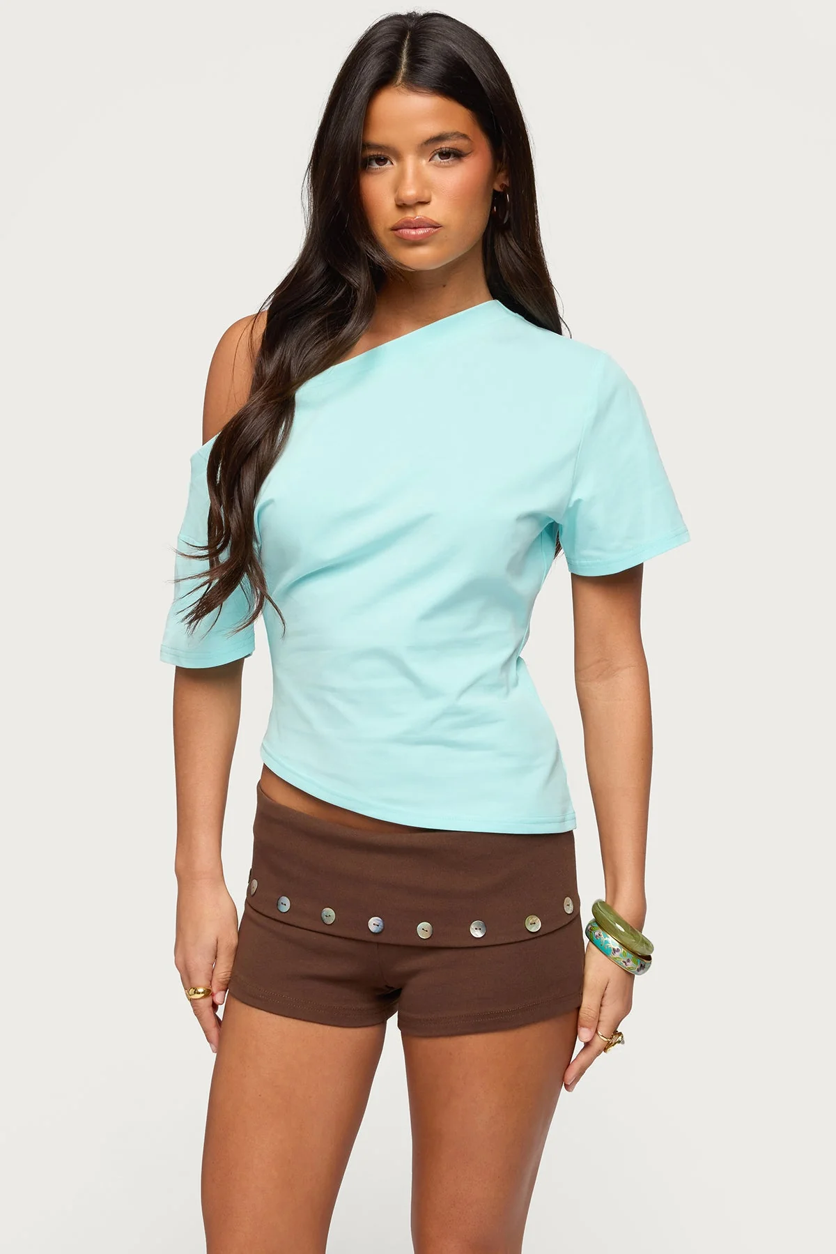 Mariee Asymmetric Off Shoulder T Shirt - Image 2