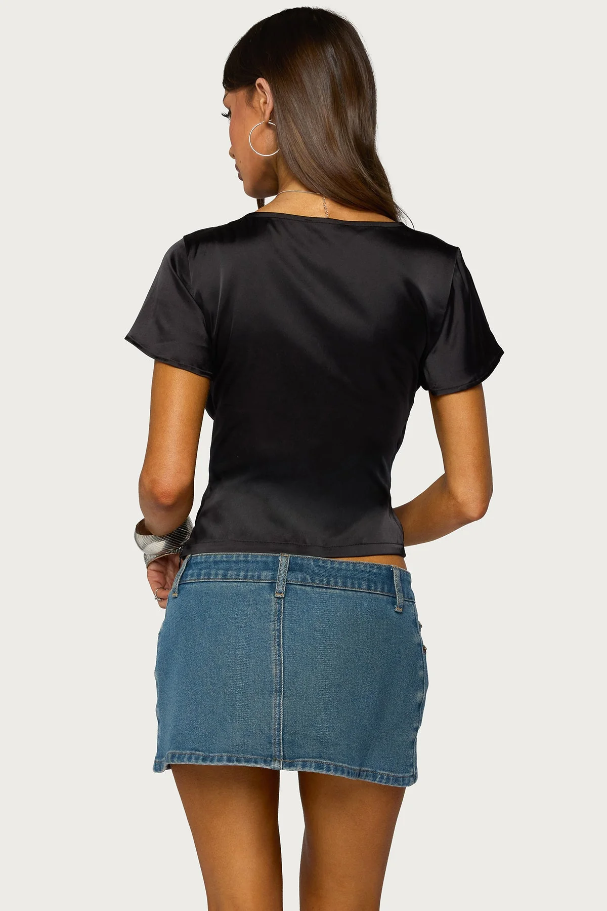 Aurora Satin Effect Ruffle Top - Image 4